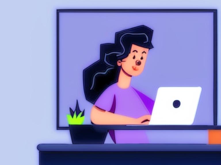 Learning at Work: A Comprehensive Guide for Successful (and Measurable) Employee Growth 6 Cartoon woman learning at work on a laptop using a standing desk