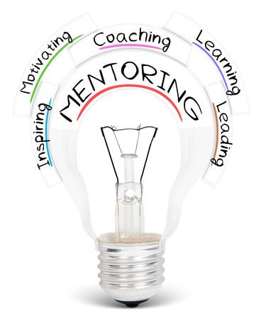 Modern Mentoring 2.0: The New Way to Run Mentoring Programs 5 Photo of light bulb with mentoring conceptual words isolated on white.