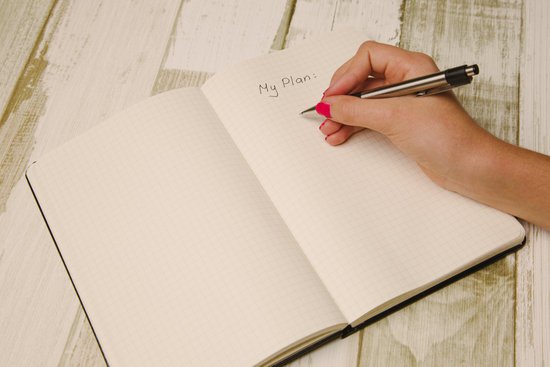 How to Set Priorities in Mentoring Relationships 4 An open note book with the words My Plan written on a page with a hand holding a pen.
