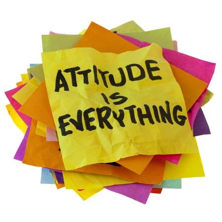 Finding Your Strengths in Mentoring 6 Attitude is Everything written on a stack of colorful reminder notes.