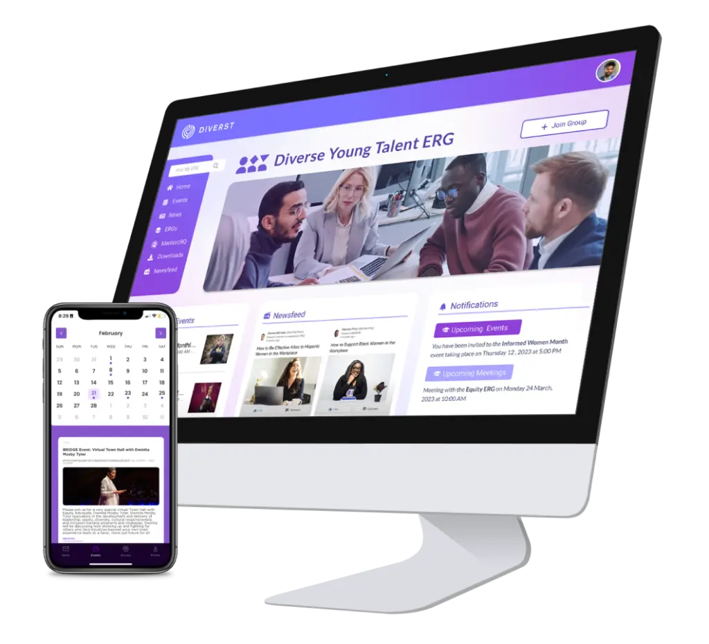 ERG Management Software 3 ERG Software preview on desktop and phone screens