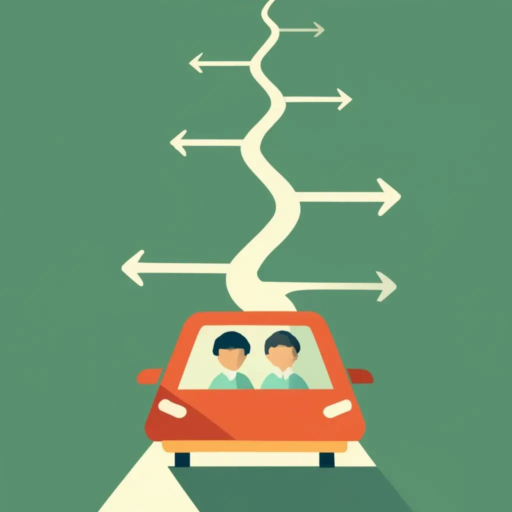 How to Be An Effective Mentor (and Help Other Mentors Succeed) 5 Image of a car with a driver and passenger on a road with multiple branching directions.